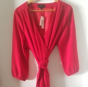 Red J. Crew Plus Wrap Dress